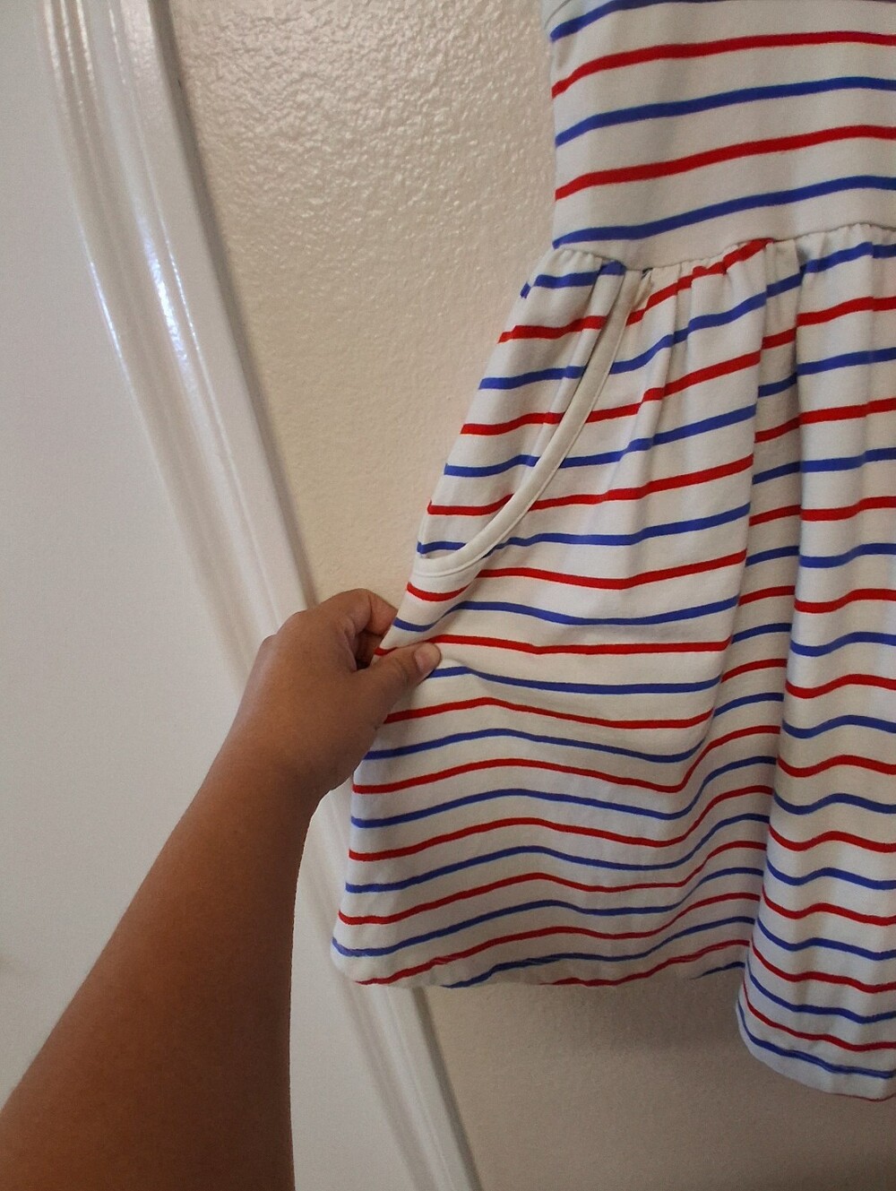 Hanna Andersson White Tank Dress with Red & Blue Stripes - Picture 5 of 7